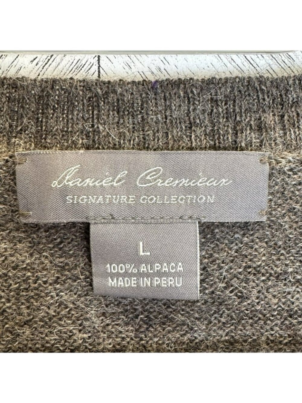 Daniel Cremieux 100% Alpaca Sweater Argyle V-Neck Long Sleeve Pullover Brown - Picture 2 of 3